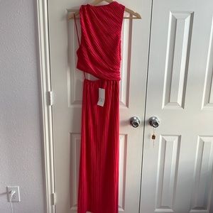 Zara NWT cutout pleaded reddish pink maxi dress